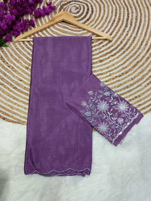 Being Stylo Solid/Plain, Embroidered Bollywood Georgette Saree(Purple)