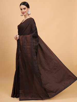 HouseOfCommon Woven Bollywood Pure Cotton Saree(Black)