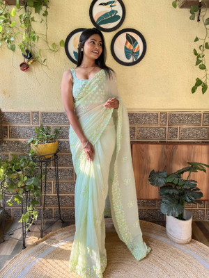 Divastri Embroidered Bollywood Georgette Saree(Green)