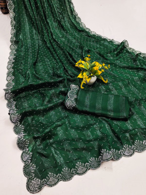 SOJITRA IMPEX Embellished Banarasi Georgette Saree(Green)