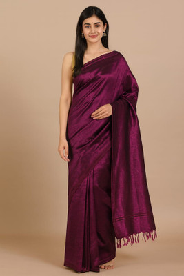 sareen Solid/Plain Bollywood Tissue, Pure Silk Saree(Magenta)