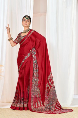 Sanjana Silks Printed Daily Wear Crepe Saree(Maroon)