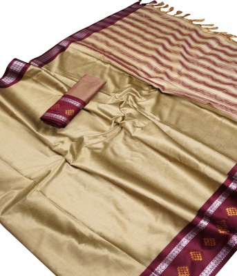 BILESHWAR FASHION Printed Bollywood Cotton Silk Saree(Maroon, Cream)