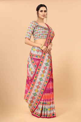 Riddhi textile Hub Digital Print Bollywood Georgette Saree(Dark Blue)