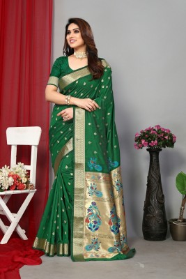 GOLDOLL FAB Woven Paithani Jacquard Saree(Green)