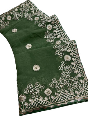 MSC TRENDLINE SAREES Embroidered Daily Wear Jimmy choo, Chiffon Saree(Light Green)