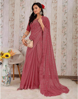 Amavii Embellished Bollywood Lycra Blend Saree(Pink)