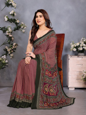 Soor Panchi Printed Daily Wear Georgette Saree(Maroon)