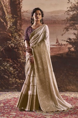 Tasrika Woven Bollywood Silk Blend Saree(Brown)