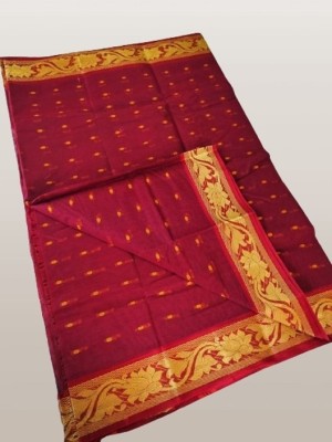 BD Taant Saree Self Design Tant Pure Cotton Saree(Maroon)