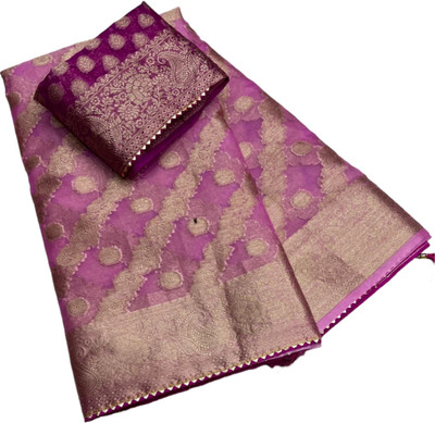 HouseOfCommon Woven, Self Design Banarasi Art Silk, Organza Saree(Pink)