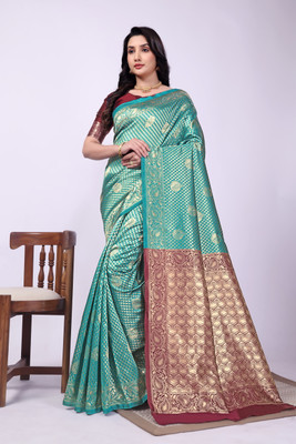 DDRS Fashion Self Design Bollywood Jacquard Saree(Light Blue)