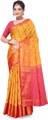 SuperLaxmi Striped Handloom Organza Saree(Multicolor)