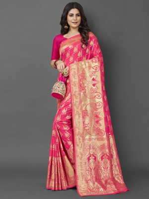 Ratnavati Woven Kanjivaram Silk Blend Saree(Pink)