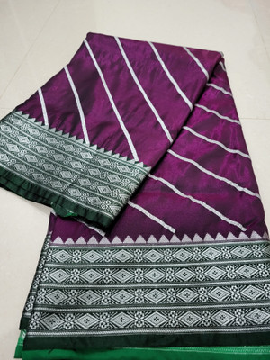 Ansari Fabrics Temple Border Kanjivaram Handloom Satin Saree(Purple)