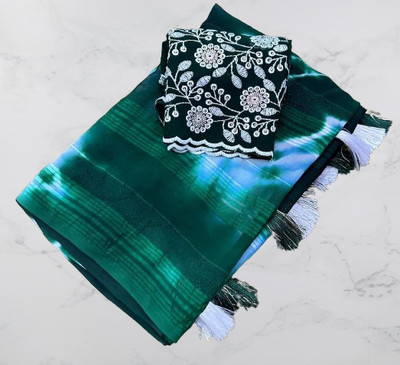 DG's Attire Embellished Bollywood Viscose Rayon Saree(Dark Green)