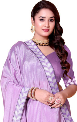 LAVYANSH CREATION Embroidered, Woven, Solid/Plain Bollywood Georgette Saree(Pink)