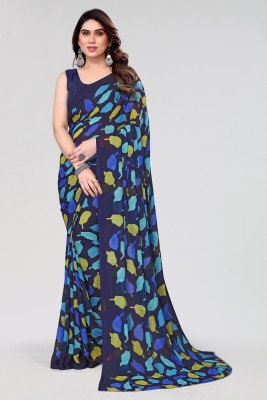 VJ FASHION Printed Daily Wear Georgette Saree(Blue)