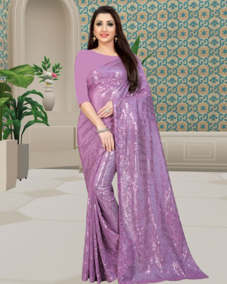 charmi nx Embellished Bollywood Georgette Saree(Purple)