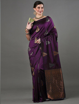 KRIYANSH Woven, Printed Banarasi Jacquard, Art Silk Saree(Purple)