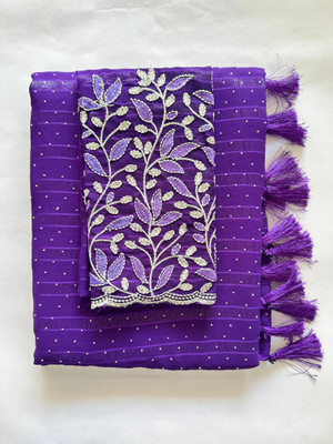 ABSilk Tie-Dye Assam Silk Georgette Saree(Purple)