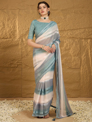 ANOUK Embellished Bollywood Chiffon Saree(Blue)