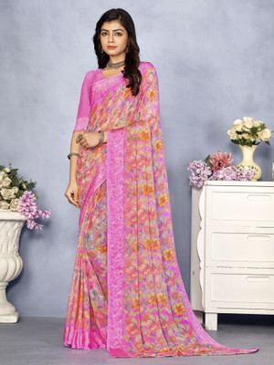Sareemall Printed Daily Wear Chiffon Saree(Pink)