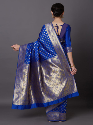 MOTISARIYA FASHION Self Design Bollywood Jacquard Saree(Blue)