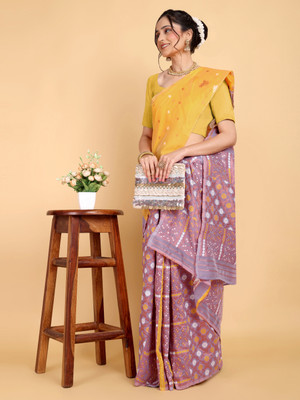 ROSEVILLA Applique Mekhela Chador Silk Blend Saree(Yellow)