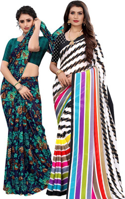 ANIRAV Printed Daily Wear Georgette Saree(Pack of 2, Multicolor)