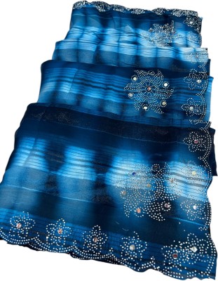 MINE CHOICE Self Design, Printed Bollywood Georgette, Brasso Saree(Dark Blue)