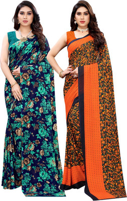 YASHIKA Printed Daily Wear Georgette Saree(Pack of 2, Multicolor)