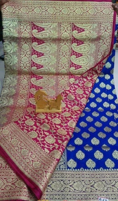 BAB LOKNATH Woven Banarasi Handloom Pure Silk Saree(Magenta)
