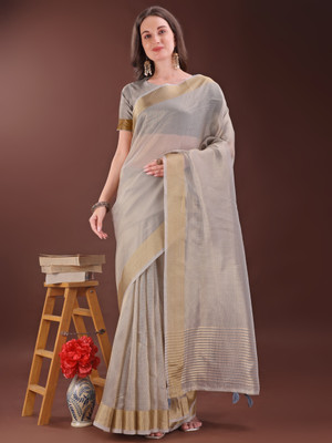 Tasrika Woven Kanjivaram Organza Saree(Beige)