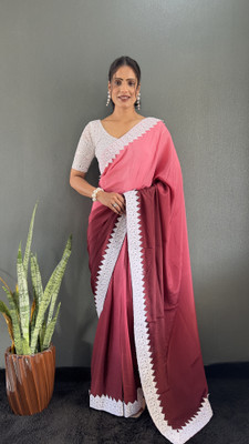 MM VENTURE Solid/Plain Bollywood Pure Silk Saree(Pink)