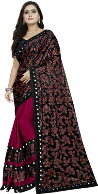 3Buddy Fashion Embellished Bollywood Lycra Blend Saree(Maroon)