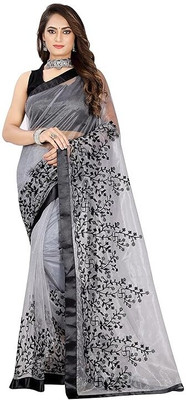 Nrann Embroidered Bollywood Net Saree(Multicolor)