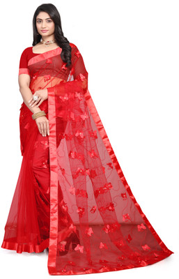 Adroit Management Printed Bollywood Chiffon Saree(Red)