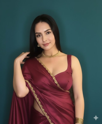 Online Bazaaar Embellished Bollywood Chiffon Saree(Maroon)