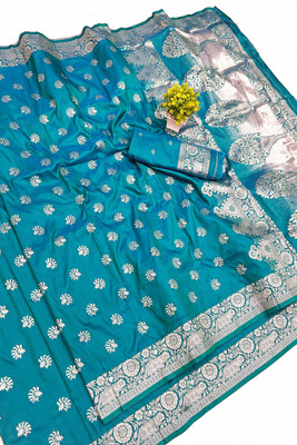 Ratnavali Woven Banarasi Silk Blend, Art Silk Saree(Light Green)