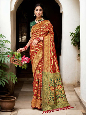 ANOUK Woven Kanjivaram Art Silk Saree(Red)