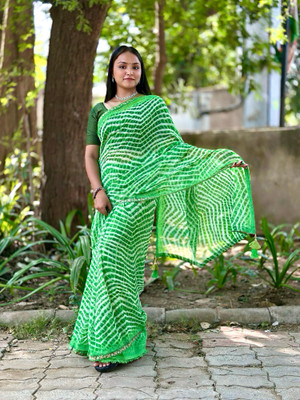MAHADEV NX Striped Bollywood Georgette Saree(Multicolor)