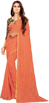 Aardiva Printed Daily Wear Chiffon Saree(Orange)