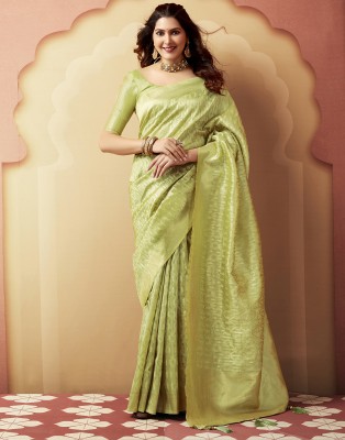 Samah Woven Kanjivaram Art Silk, Pure Silk Saree(Green, Gold)