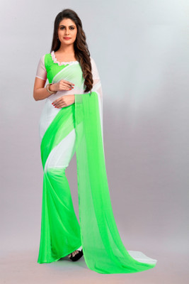 Apnisha Printed Daily Wear Chiffon Saree(Green)