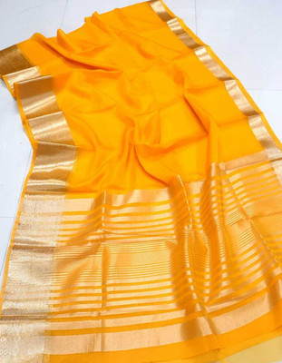 Suto Printed, Floral Print Bandhani Linen Saree(Yellow)