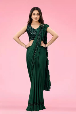 G AND G TAX FAB Embellished Bollywood Lycra Blend Saree(Green)