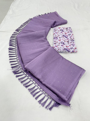Dori Embellished, Embroidered Bollywood Silk Blend, Chiffon Saree(Purple)