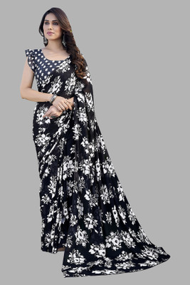 Moda Rapido Floral Print Daily Wear Georgette Saree(Black)