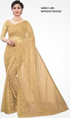 Saadhvi Embroidered Bollywood Net Saree(Beige)